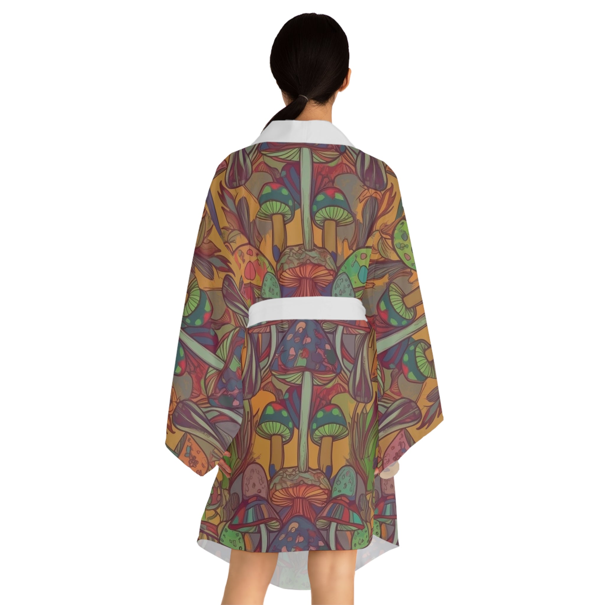 Kimono Robe: Psychedelic Mushroom Kimono Robe — Colorful Boho Lounge Jacket
