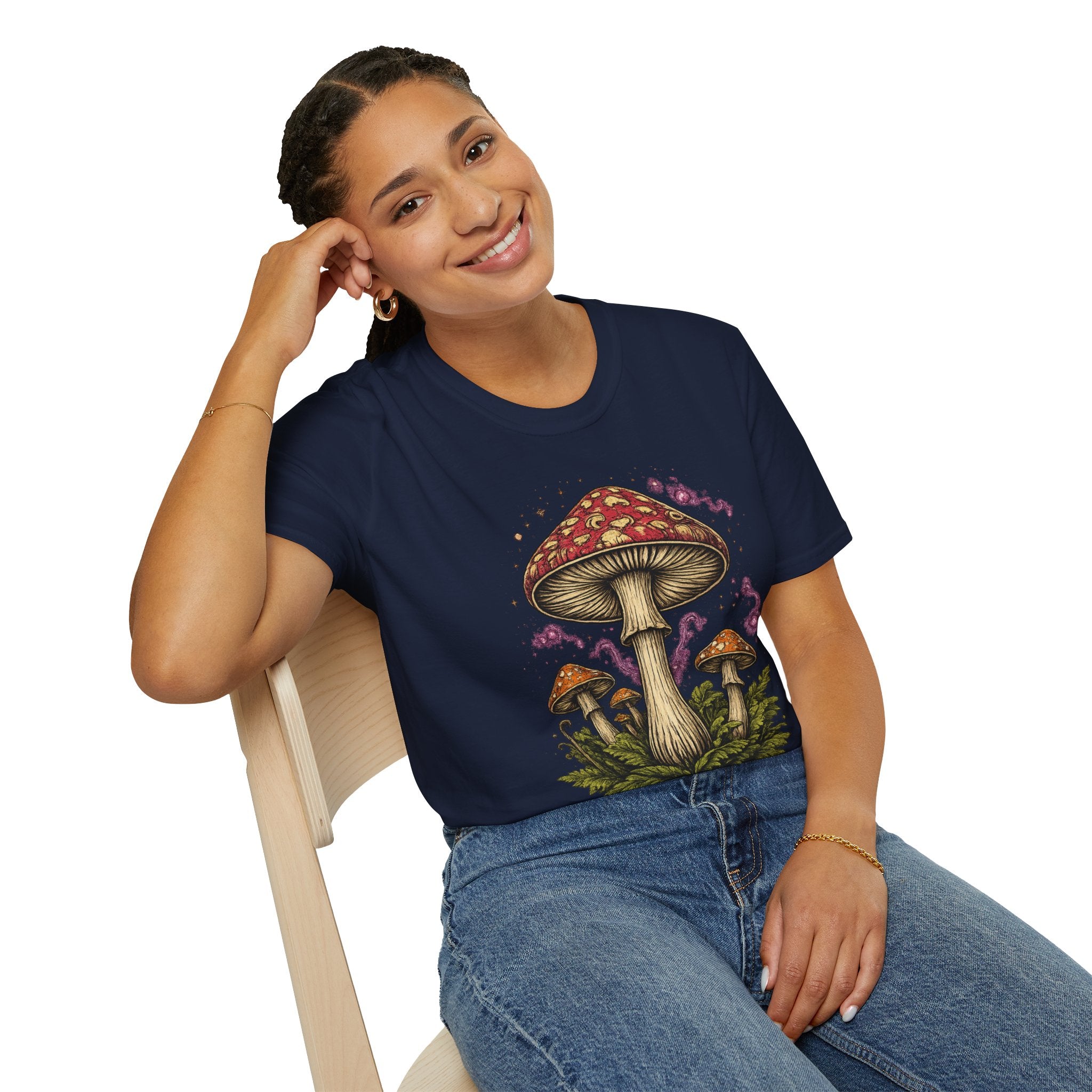 Psychedelic Mushroom Graphic T-Shirt — Red Amanita Illustration
