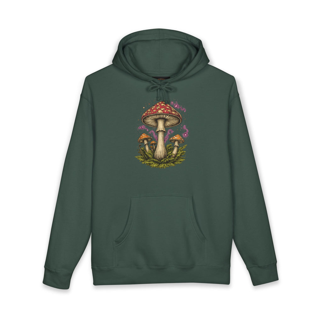 Mushroom Grove Hoodie — Vintage Toadstool Illustration Hooded Sweatshirt