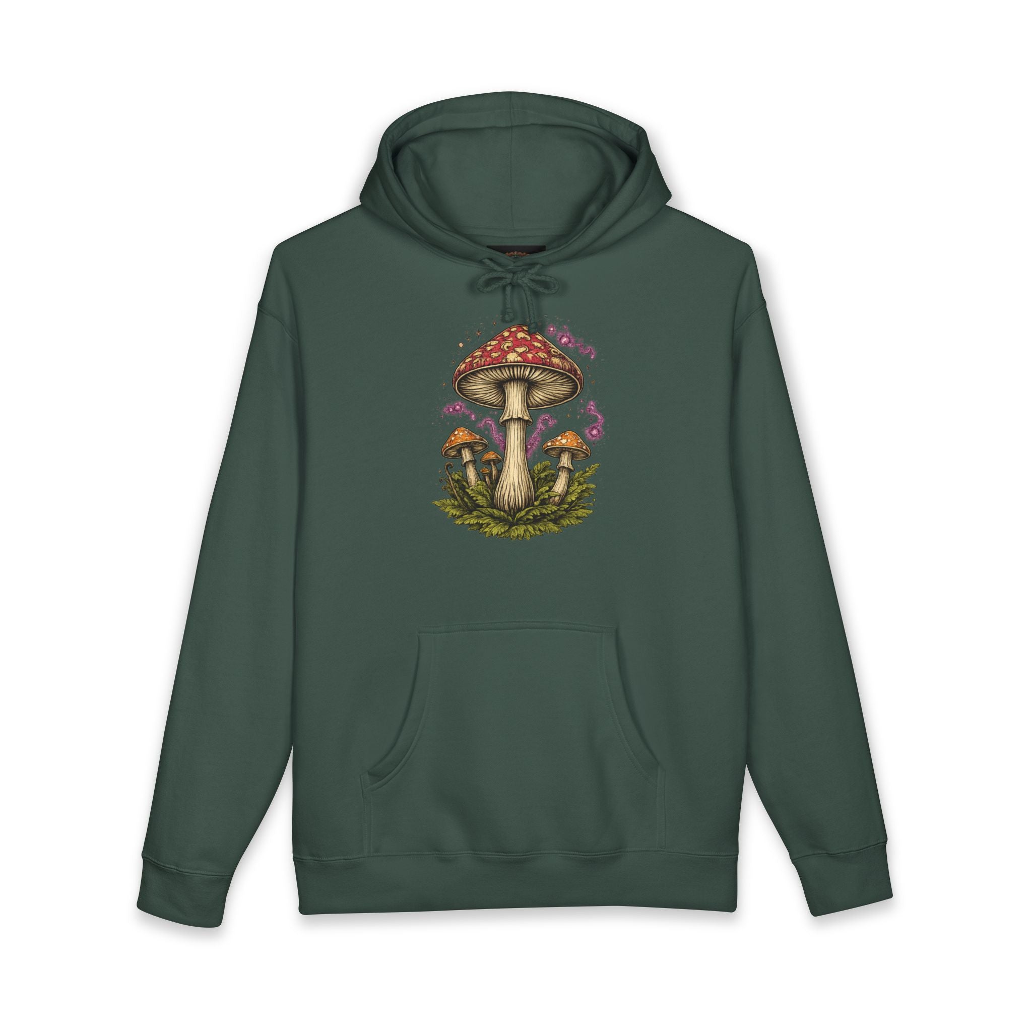 Mushroom Grove Hoodie — Vintage Toadstool Illustration Hooded Sweatshirt