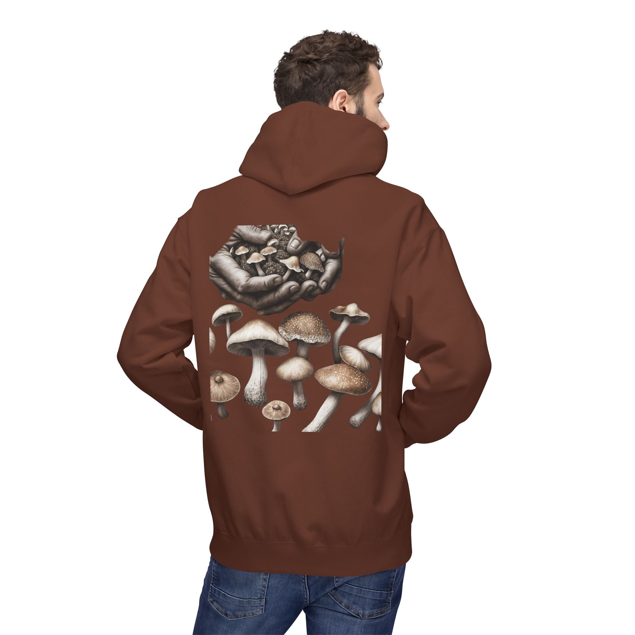 Mushroom Art Hoodie — Botanical Foraging Graphic Pullover