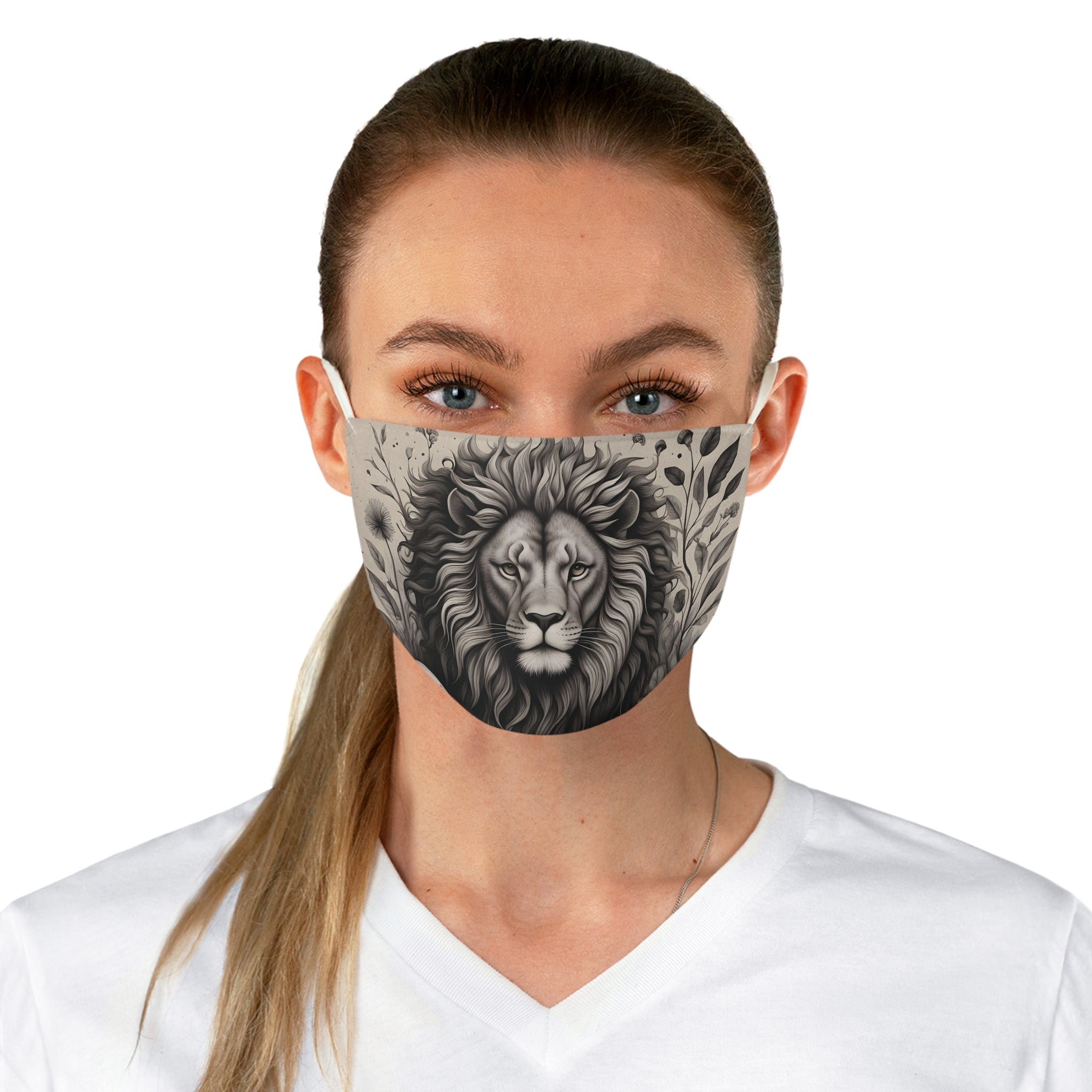 Lion Portrait Face Mask — Majestic Monochrome Animal Mask