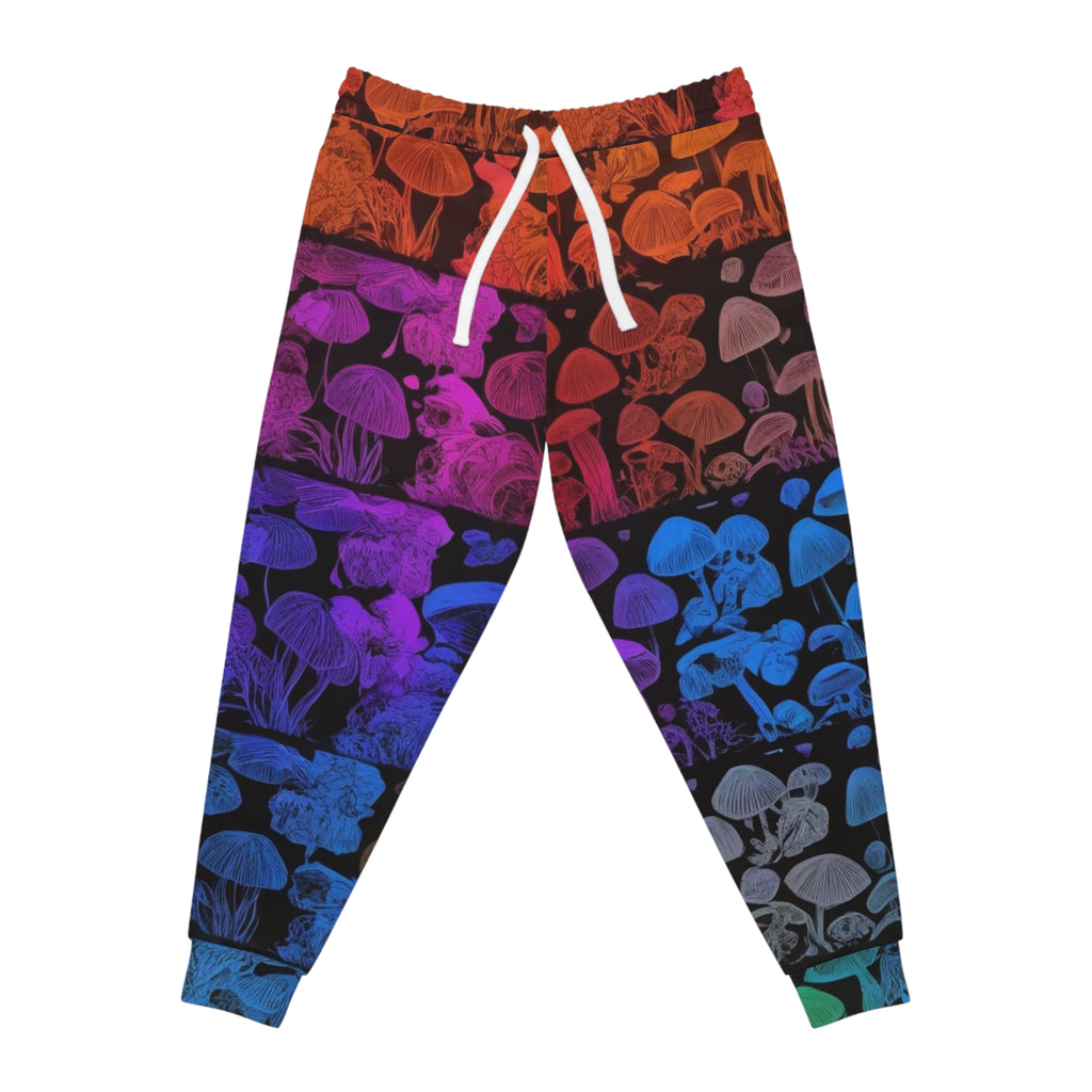 Mushroom Gradient Athletic Joggers — Rainbow Fungi All-Over Print