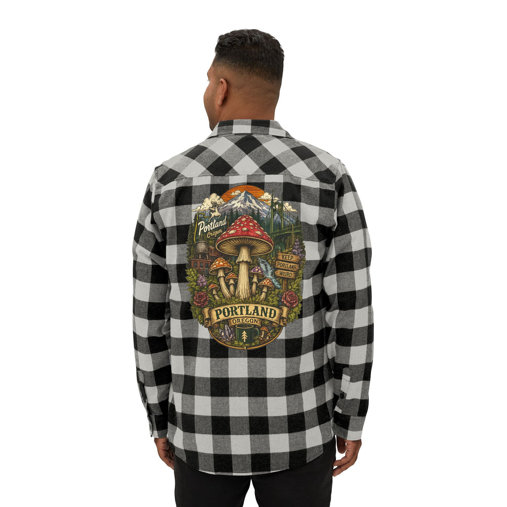 Portland Mushroom Flannel Shirt — Vintage Forest Plaid Button-Up