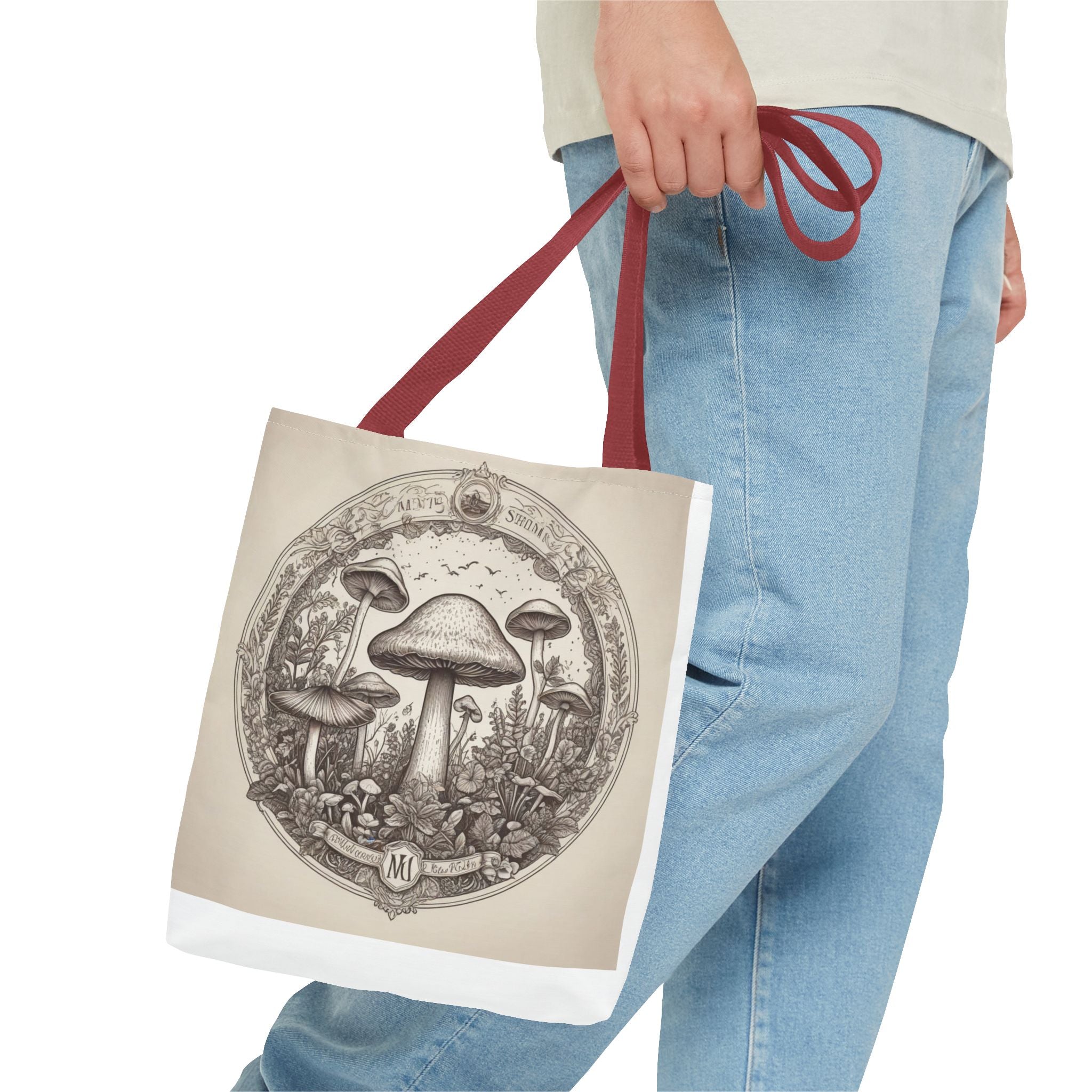 👜 Mystic Shroom Circle Tote Bag – Where Art Nouveau Meets Nature 🍄