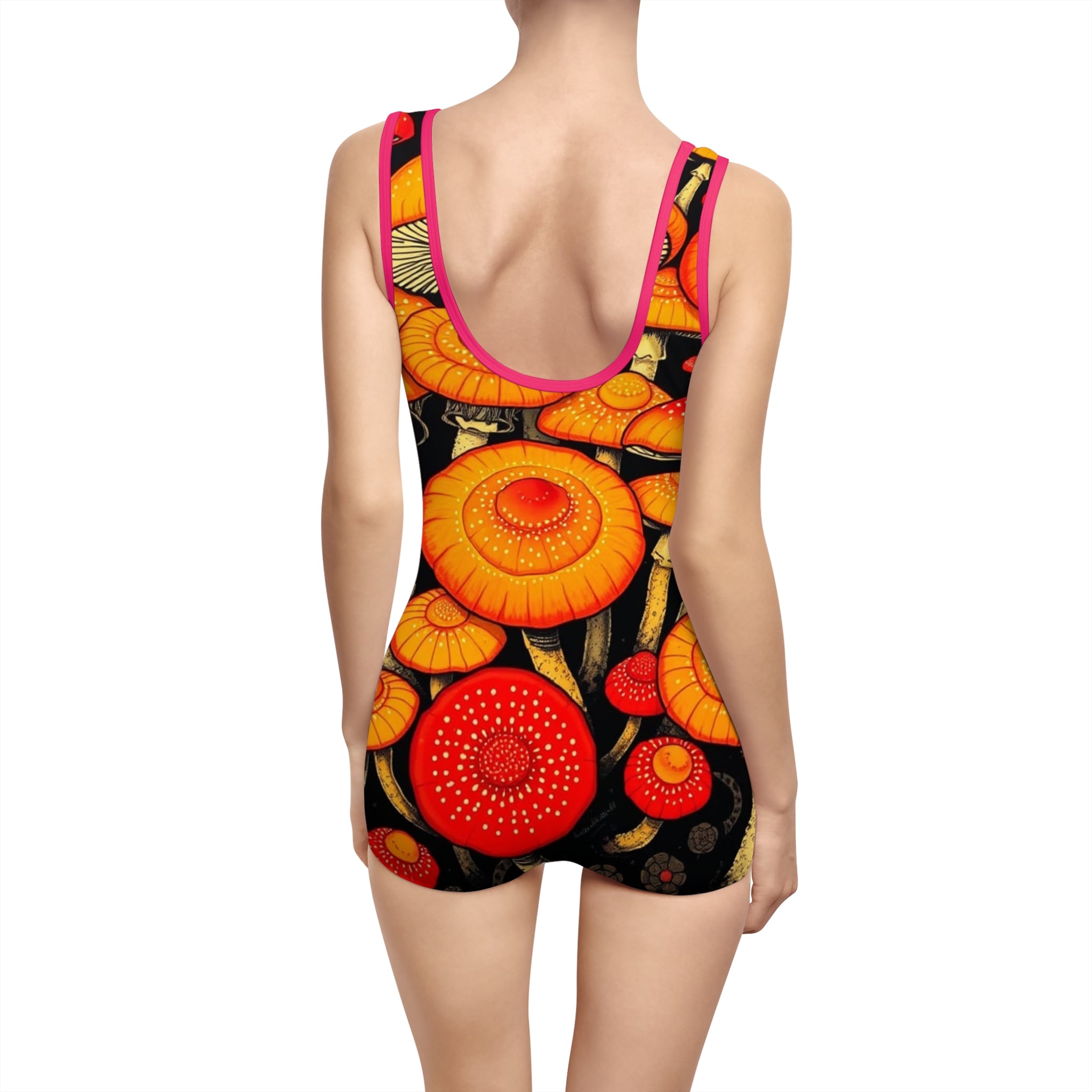 Women's Vintage Mushroom Print Swimsuit, Retro Pool Party, Summer Beachwear