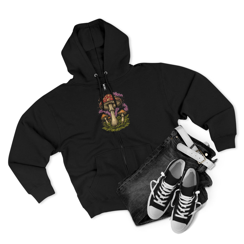 Portland Mushroom Zip Hoodie — Vintage Psychedelic Fungi Forest Jacket
