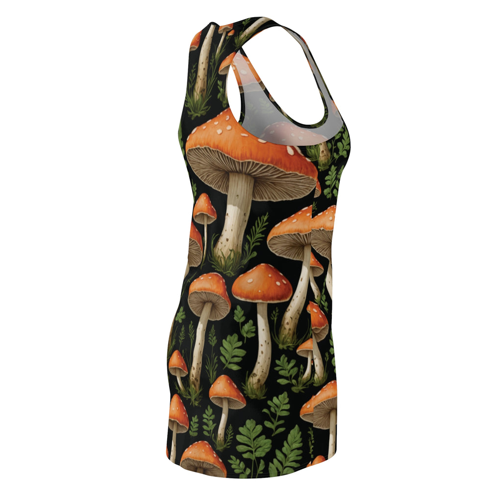 Mushroom Pattern Racerback Dress — Botanical Orange Toadstool AOP