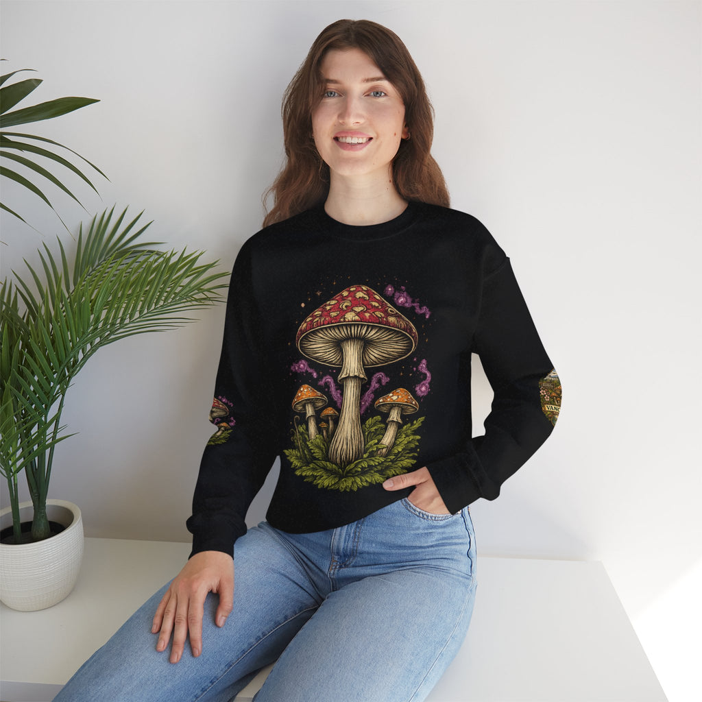 Mushroom Vancouver Crewneck Sweatshirt — Scenic Pacific Northwest Fungi Design