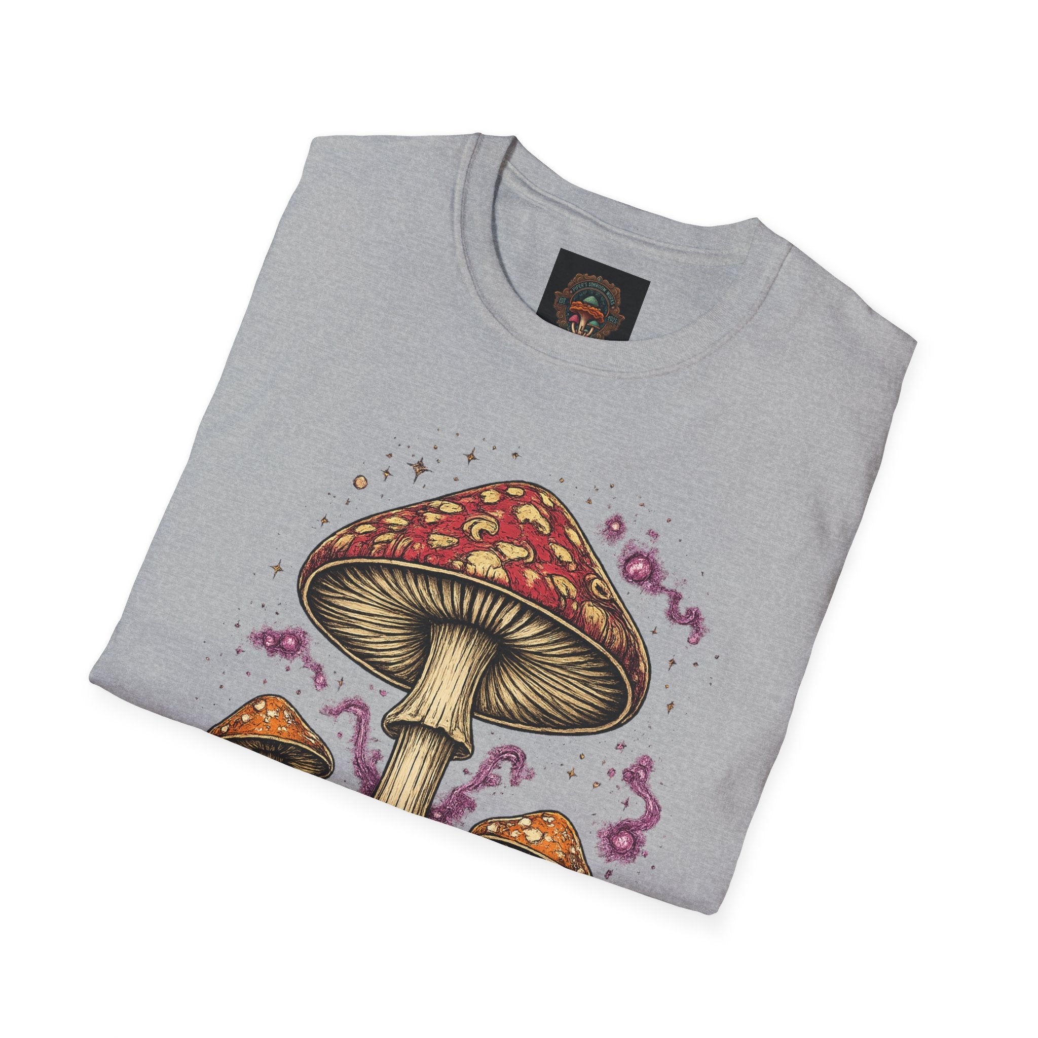 Psychedelic Mushroom Graphic T-Shirt — Red Amanita Illustration