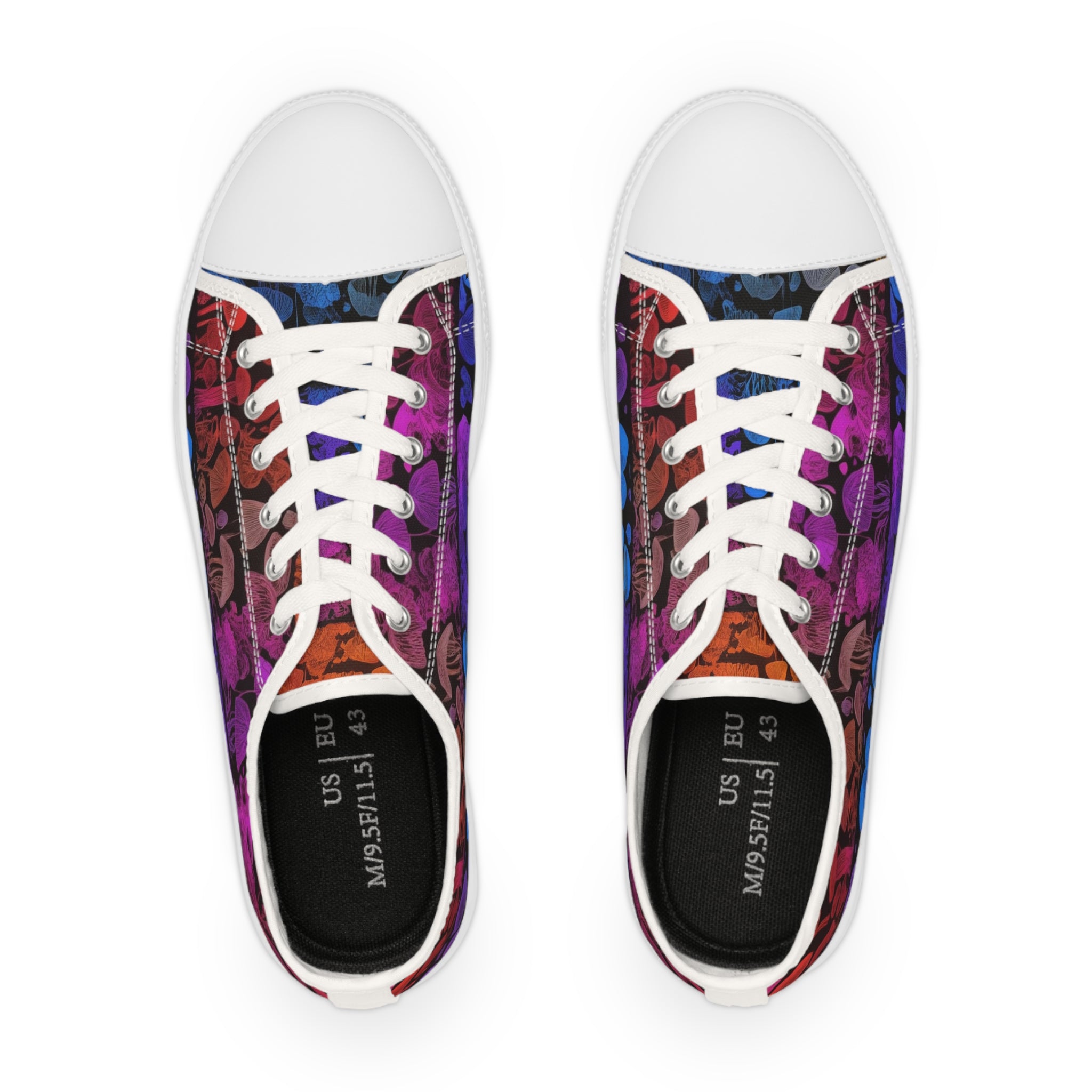 Low Top Sneakers — Purple & Blue Grunge Heart Pattern