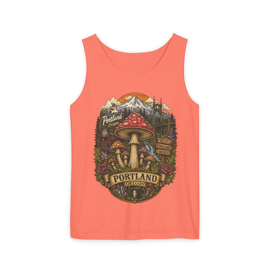 Portland Mushroom Tank Top — Vintage Forest Travel Graphic