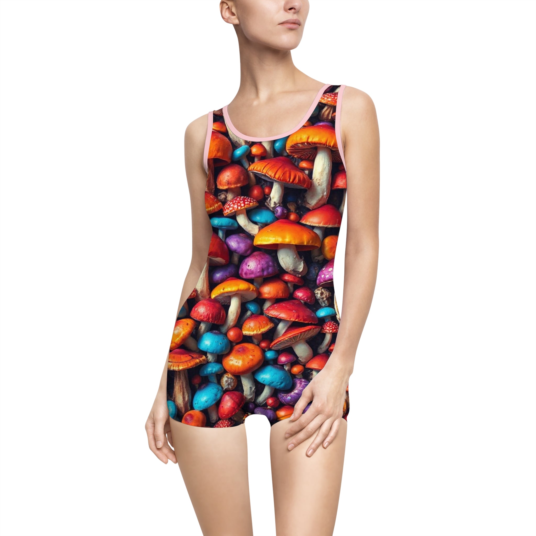 Mushroom Pattern Vintage One‑Piece Swimsuit