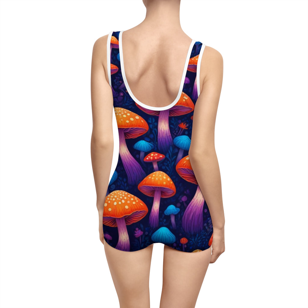 Vibrant Vintage Mushroom Swimsuit - Retro Summer Swimwear, Beachwear, Pool Party, Bohemian Style, Gift for Her