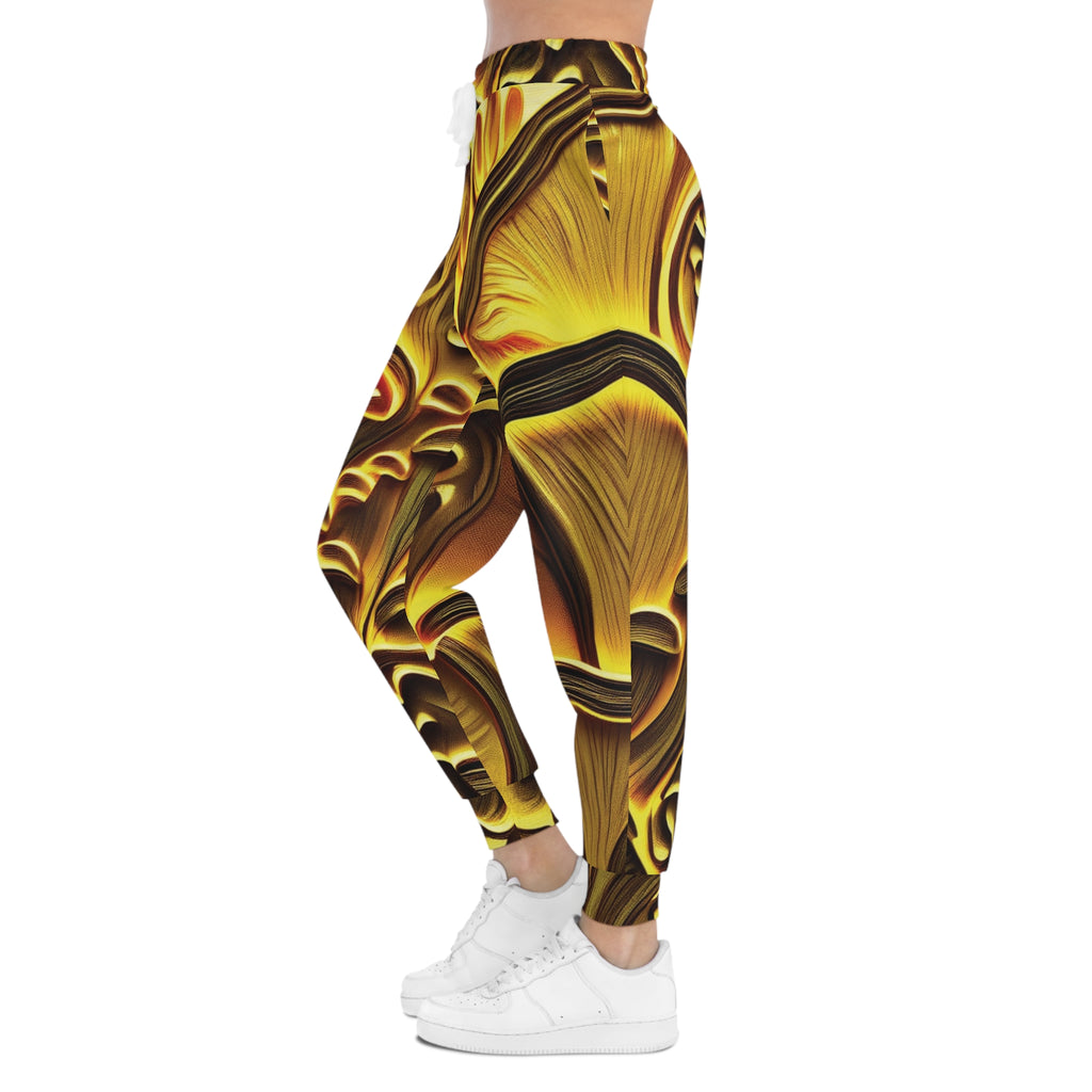 Golden Swirl Athletic Joggers — Abstract Marble Print Joggers