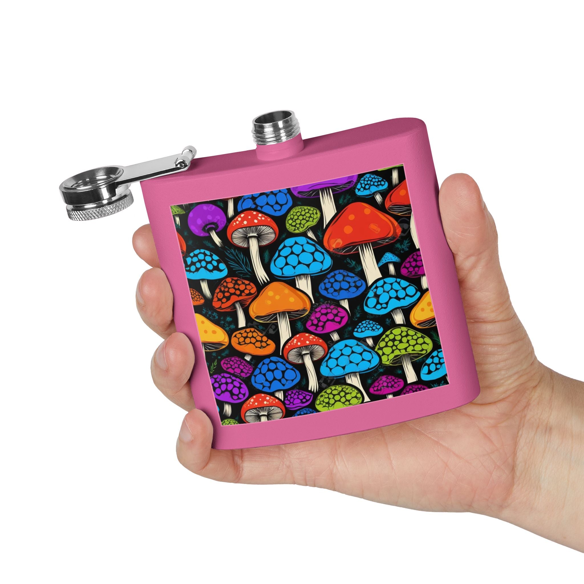 🌈 Psychedelic Pop Shroom Flask – Sip Boldly, Live Colorfully 🍄