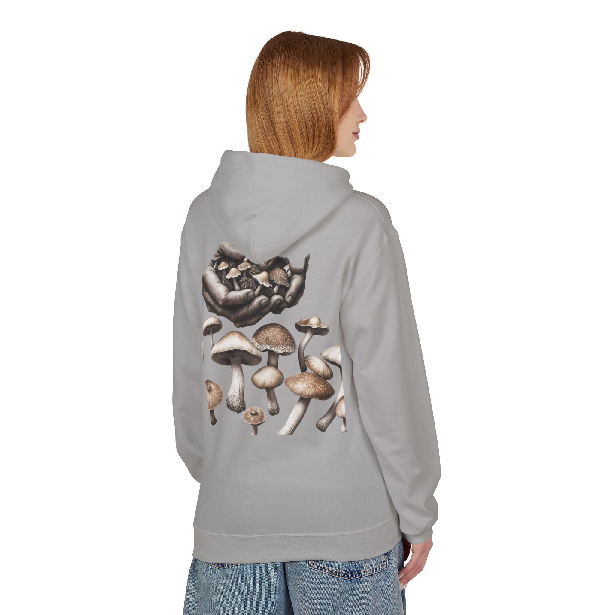 Mushroom Art Hoodie — Botanical Foraging Graphic Pullover