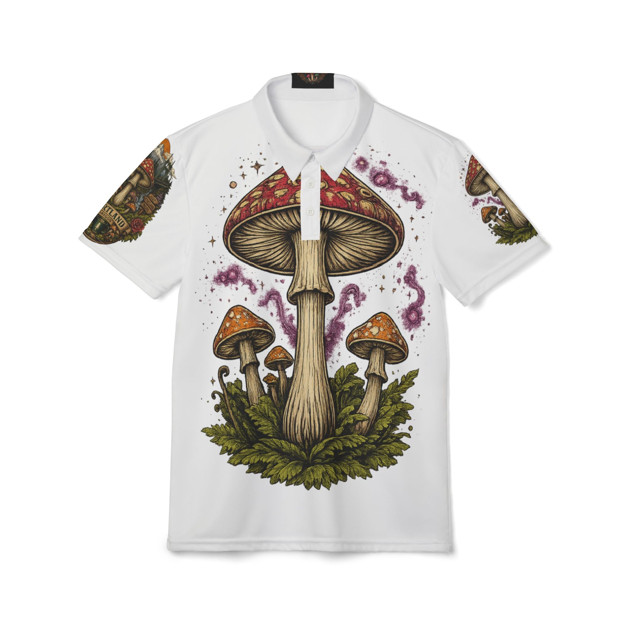 Mushroom Graphic Polo Shirt — Psychedelic Toadstool Design