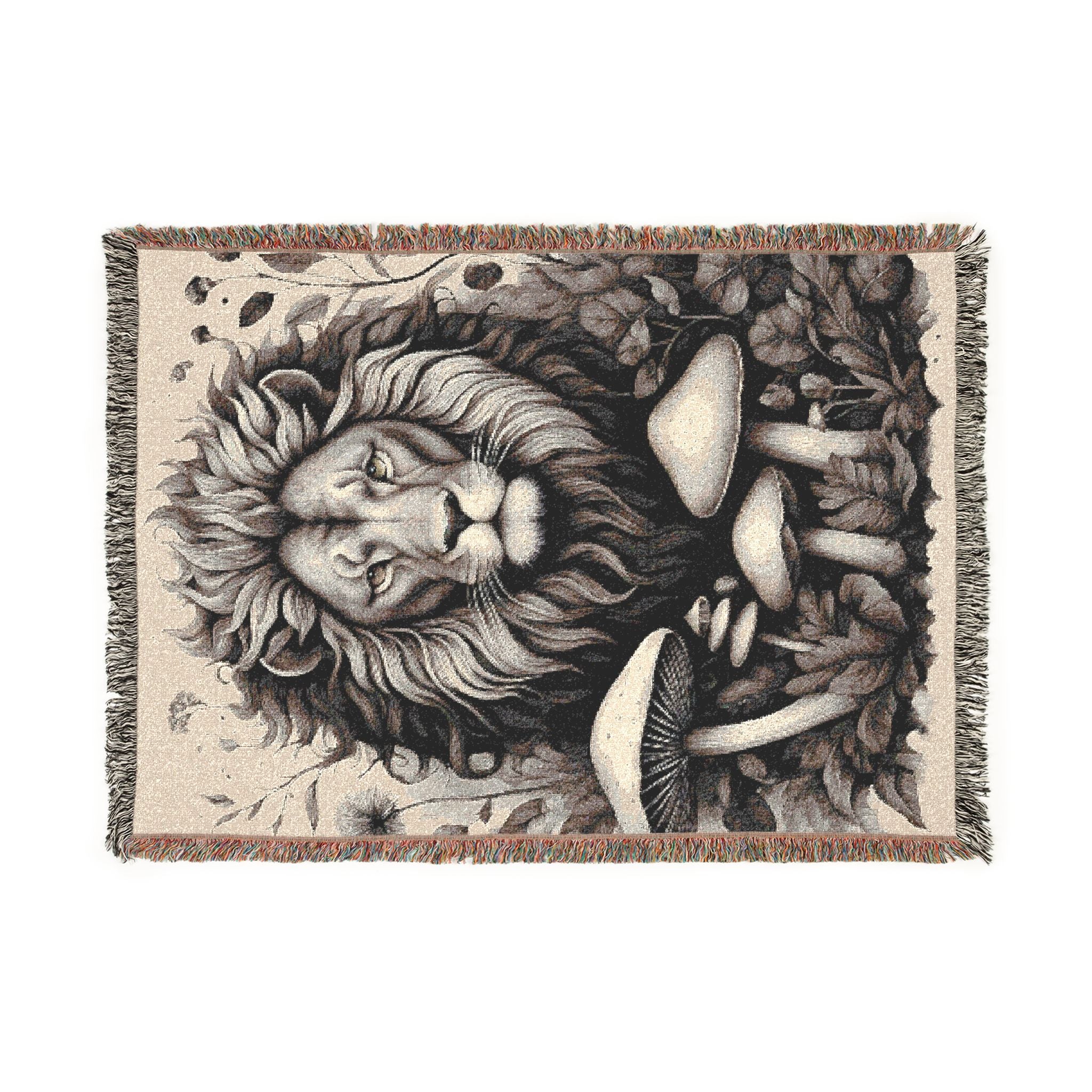 Blanket: Lion Tapestry Woven Blanket — Vintage Safari Lion Throw