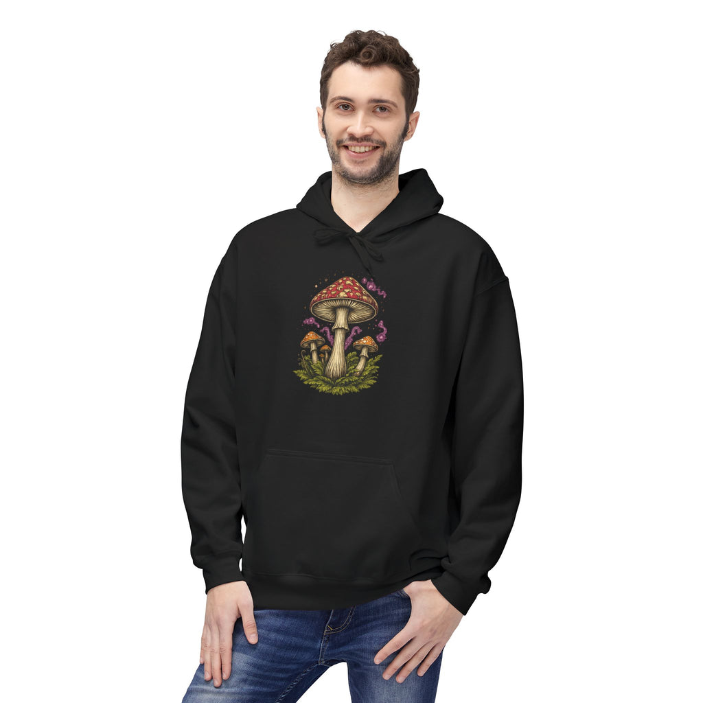 Mushroom Art Hoodie — Botanical Foraging Graphic Pullover