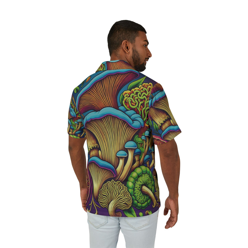 Psychedelic Mushroom Hawaiian Camp Shirt — Tropical Trippy Fungi AOP