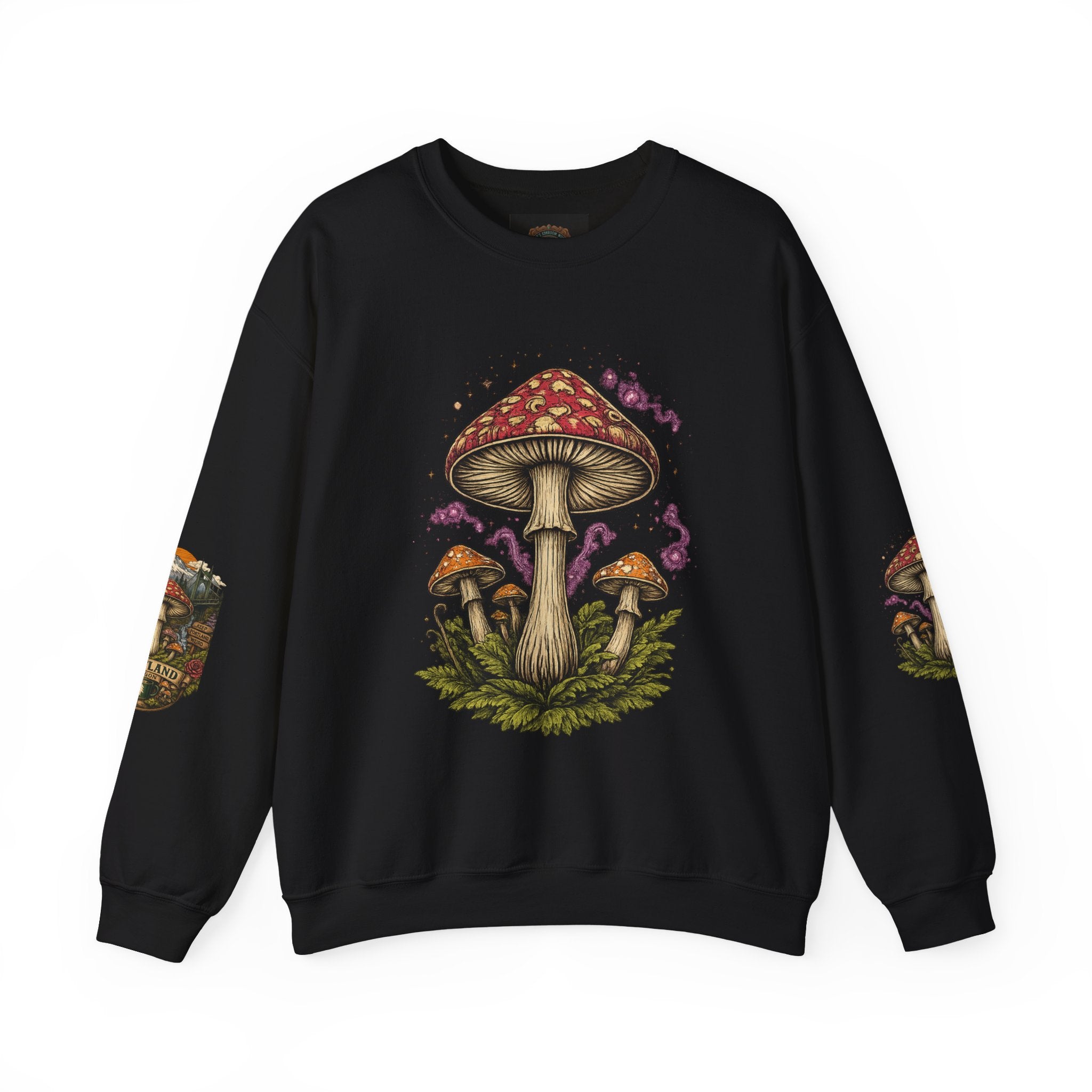 Mushroom Crewneck Sweatshirt — Portland Vintage Psychedelic Fungi Graphic