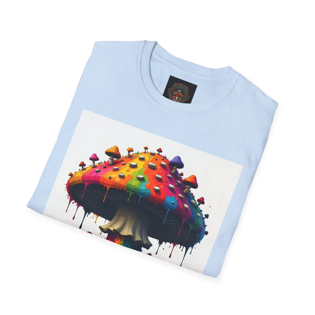 Piper's Shroom Works T-Shirt — Rainbow Drip Mushroom Graphic Tee
