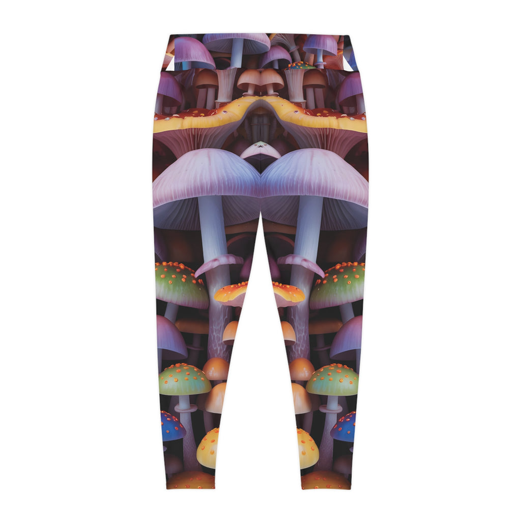 Plus Size Mushroom Print Leggings — Psychedelic Fantasy AOP Leggings