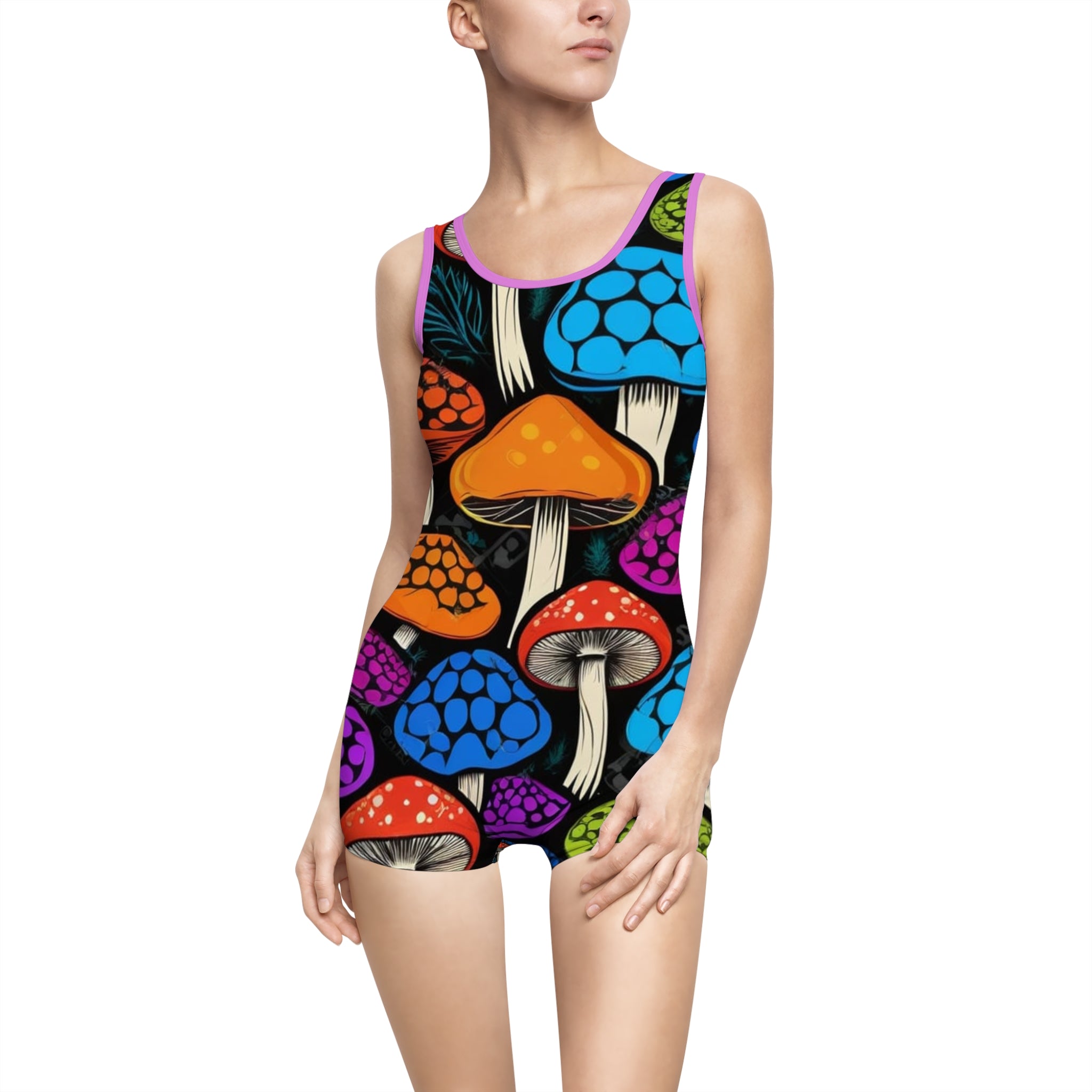 🍄 Myco Pop One-Piece Romper Swimsuit – Color Outside the Tide 🌈
