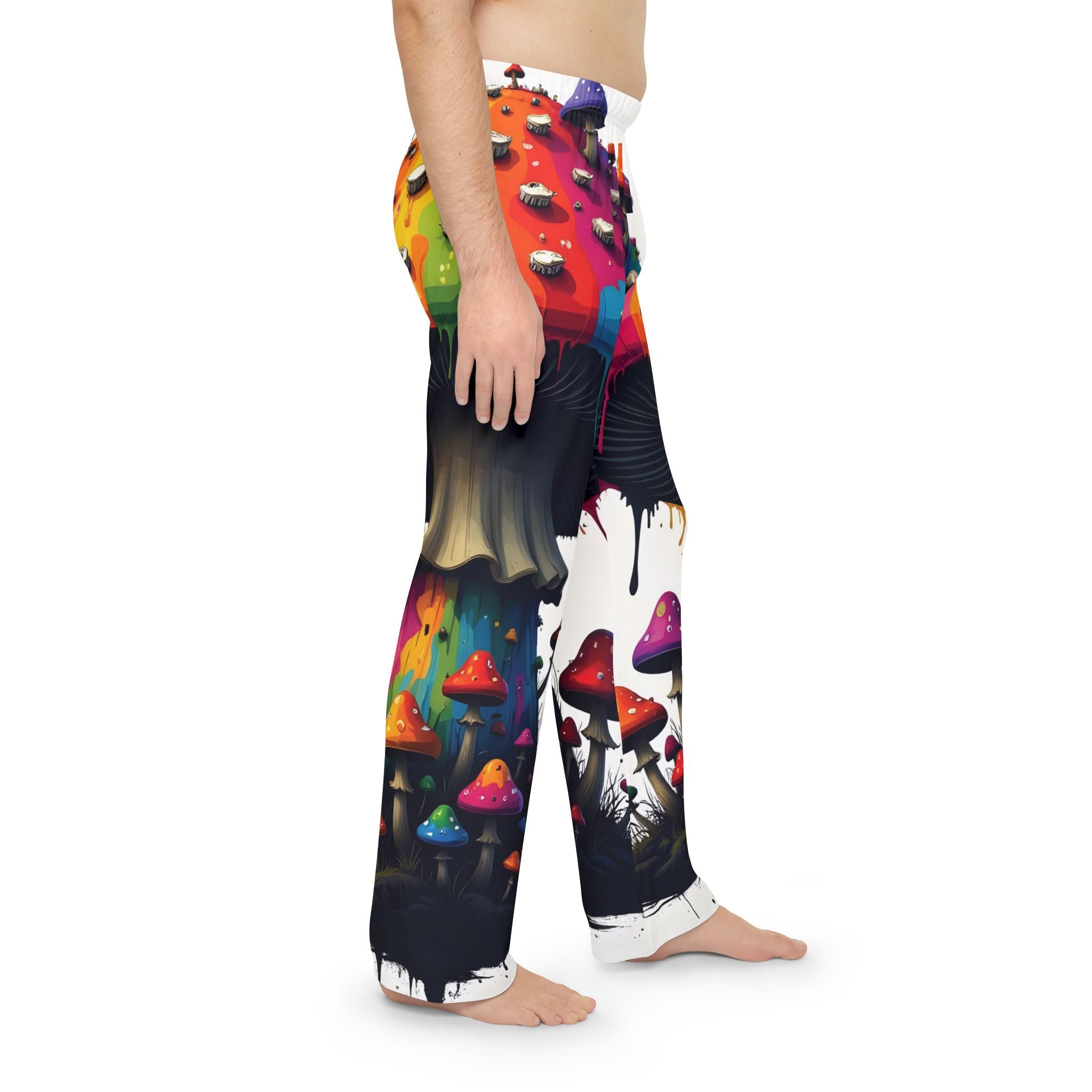 Pajama Pants - Psychedelic Rainbow Mushroom All-Over Print Lounge Pants