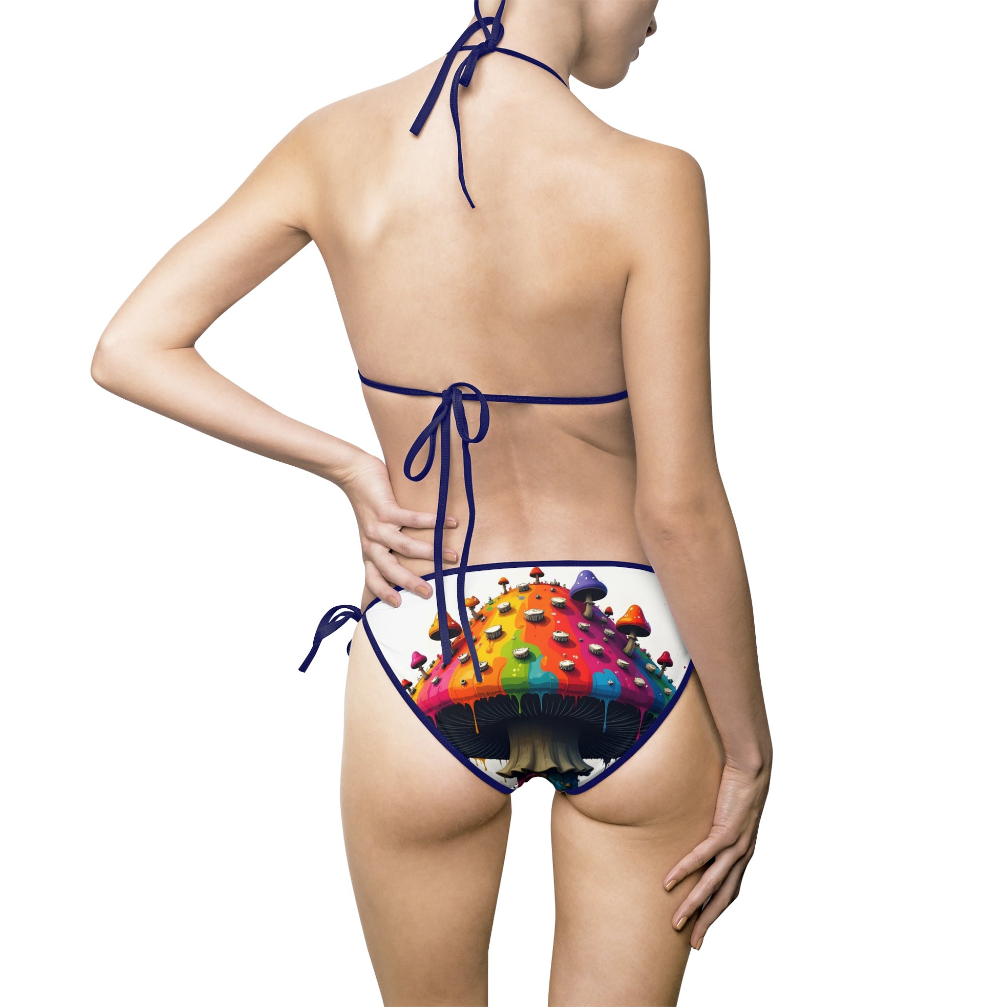 Maillot de bain bikini champignon arc-en-ciel — Maillot de bain triangle à nouer sur les côtés pour femme