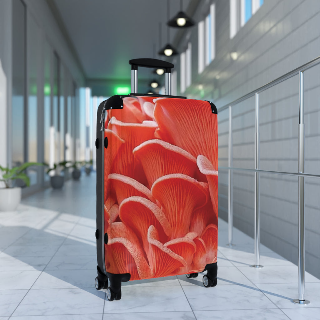 Suitcase: Red Coral Floral Carry-On Suitcase — Bold Botanical Travel Luggage