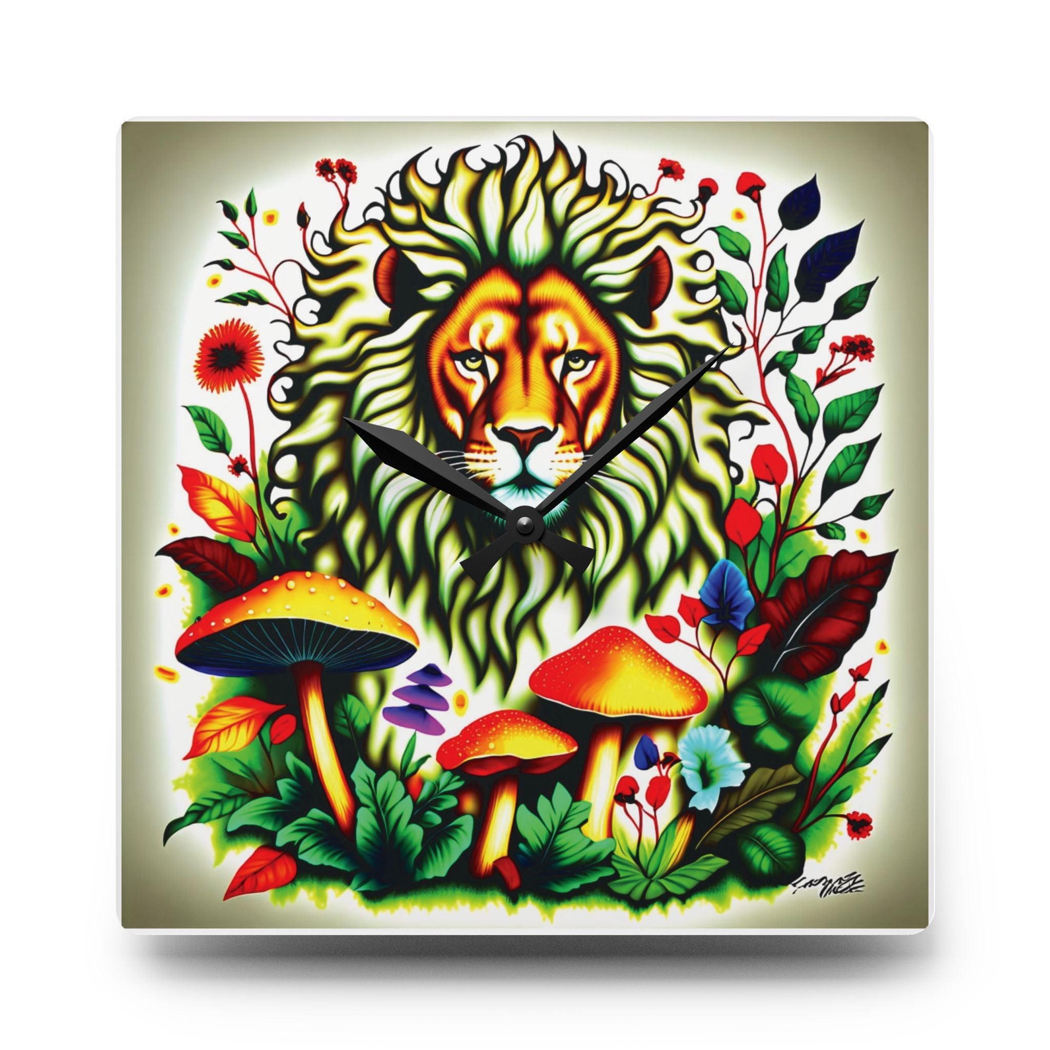 🦁🍄 Lion & Mushrooms Round Clock or Square Clock🦁🍄