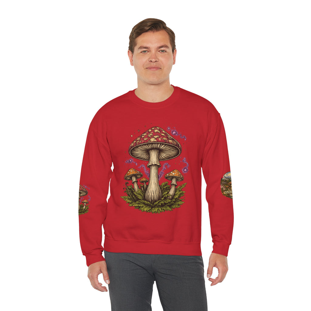 Mushroom Vancouver Crewneck Sweatshirt — Scenic Pacific Northwest Fungi Design