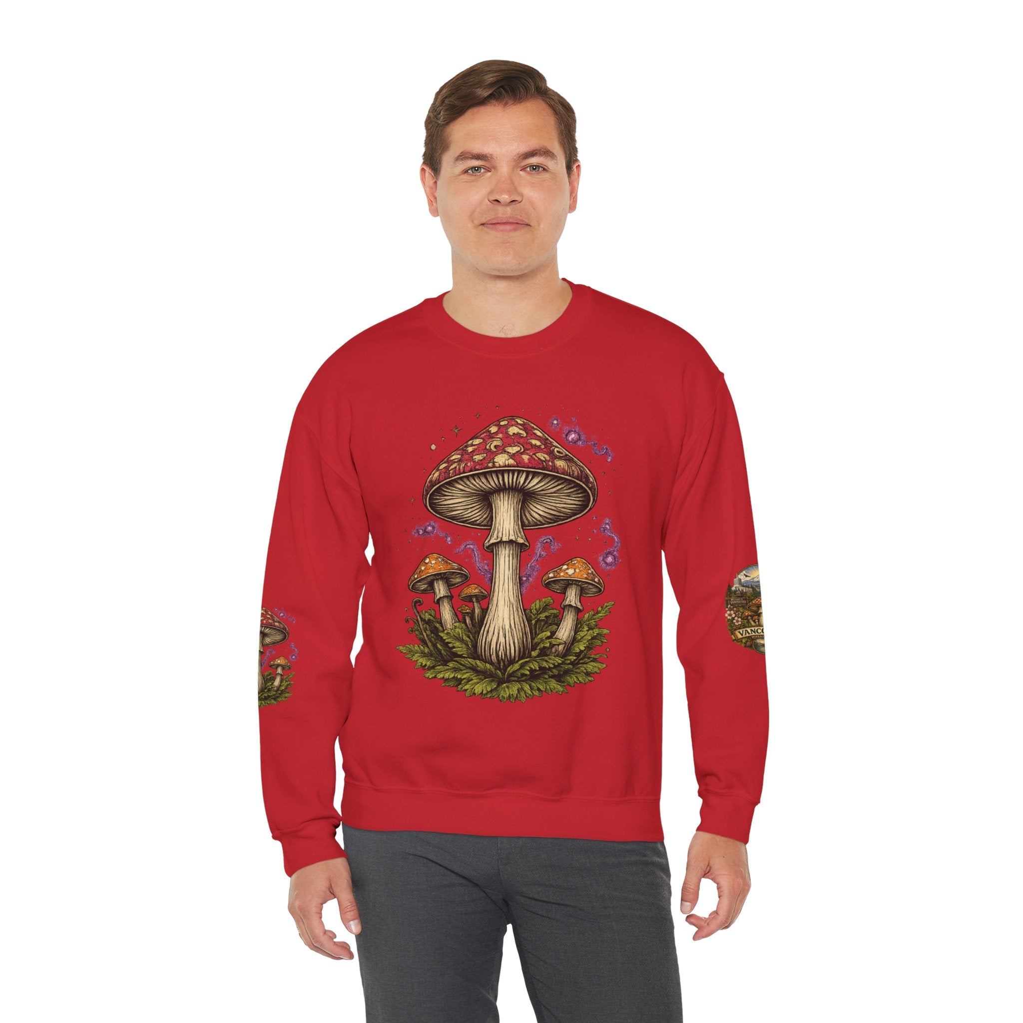 Mushroom Vancouver Crewneck Sweatshirt — Scenic Pacific Northwest Fungi Design