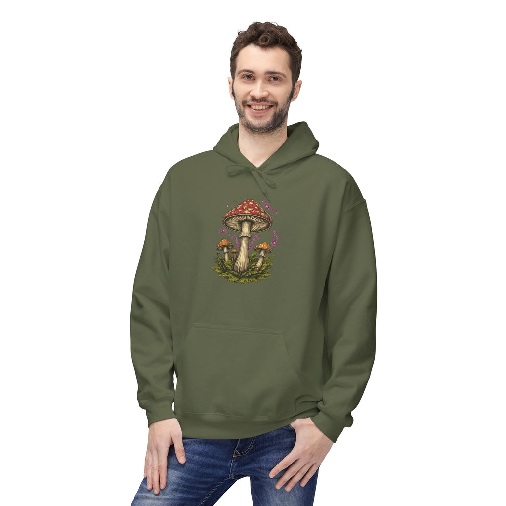 Mushroom Art Hoodie — Botanical Foraging Graphic Pullover