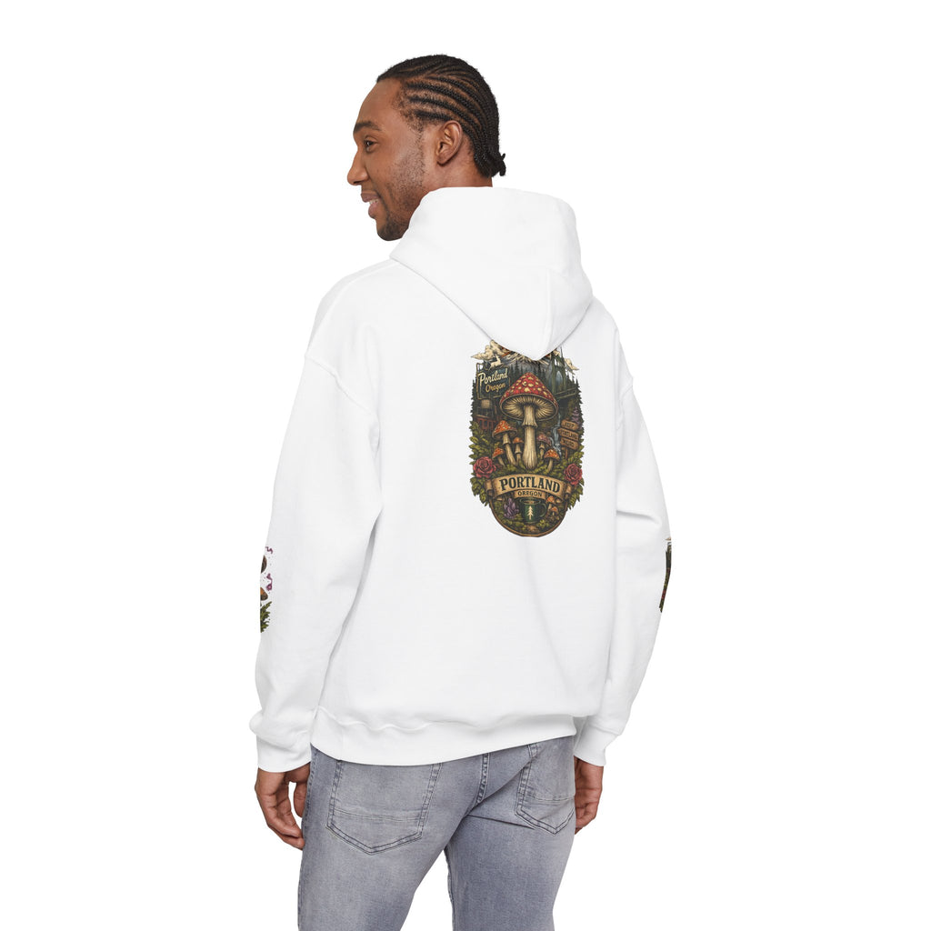Mushroom Forest Hooded Sweatshirt — Portland Nature Graphic Hoodie