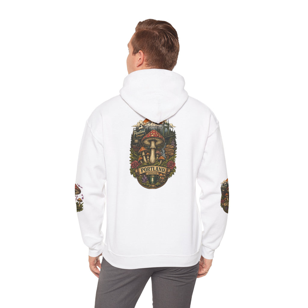 Mushroom Forest Hooded Sweatshirt — Portland Nature Graphic Hoodie