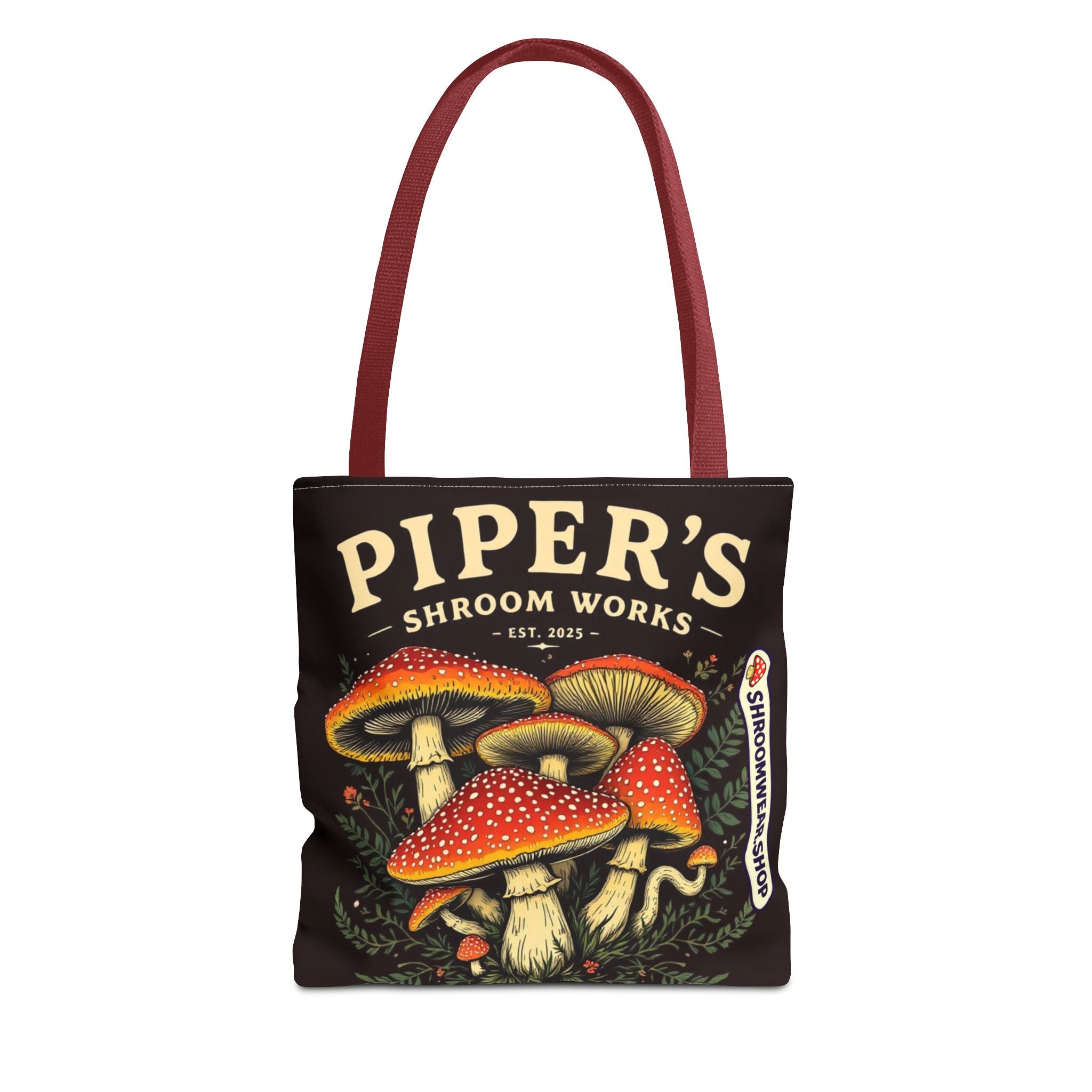 Bag: Mushroom Tote Bag — “Piper’s Shroom Works” Vintage Fungi Market Tote