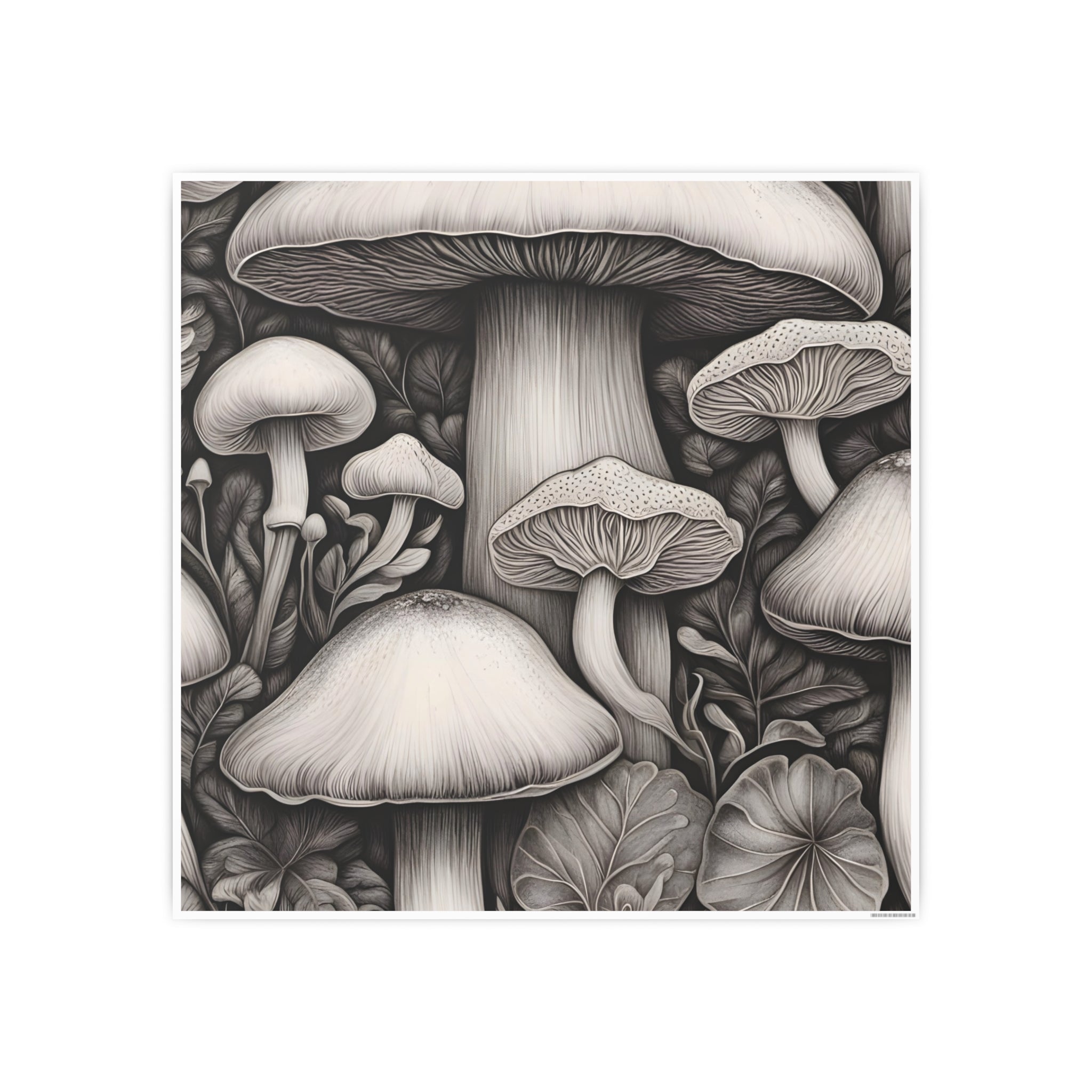 Poster: Mushroom Illustration Poster — Botanical Fungi Art Print