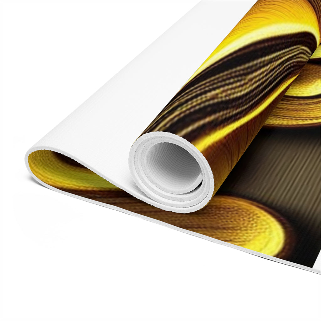 Tapis de yoga en mousse Golden Mushroom — Motif champignon psychédélique pour la méditation et la pratique à domicile