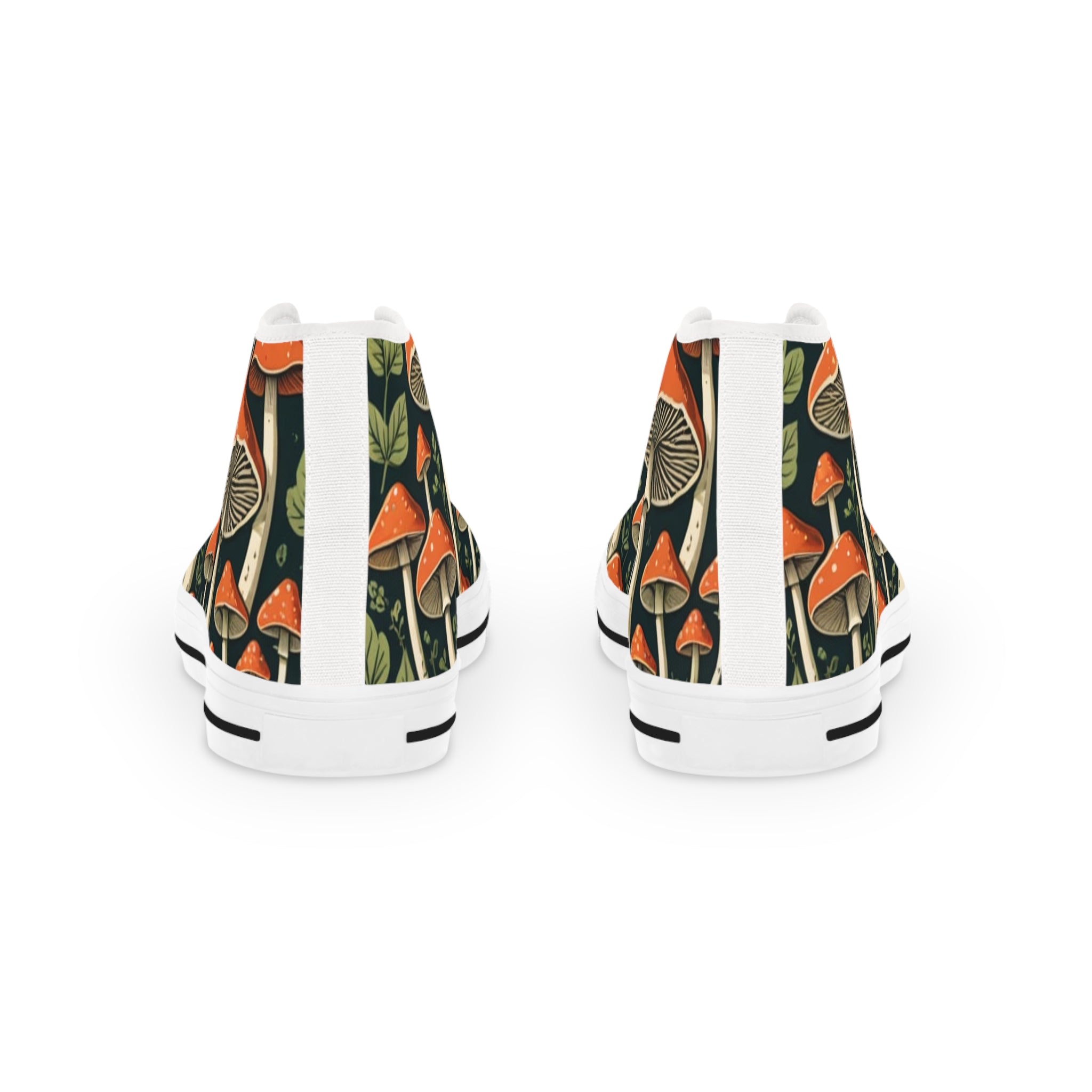 Mushroom Forest High-Top Sneakers — Retro Psychedelic Men's Shoes
