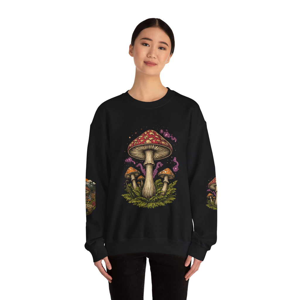 Mushroom Crewneck Sweatshirt — Portland Vintage Psychedelic Fungi Graphic