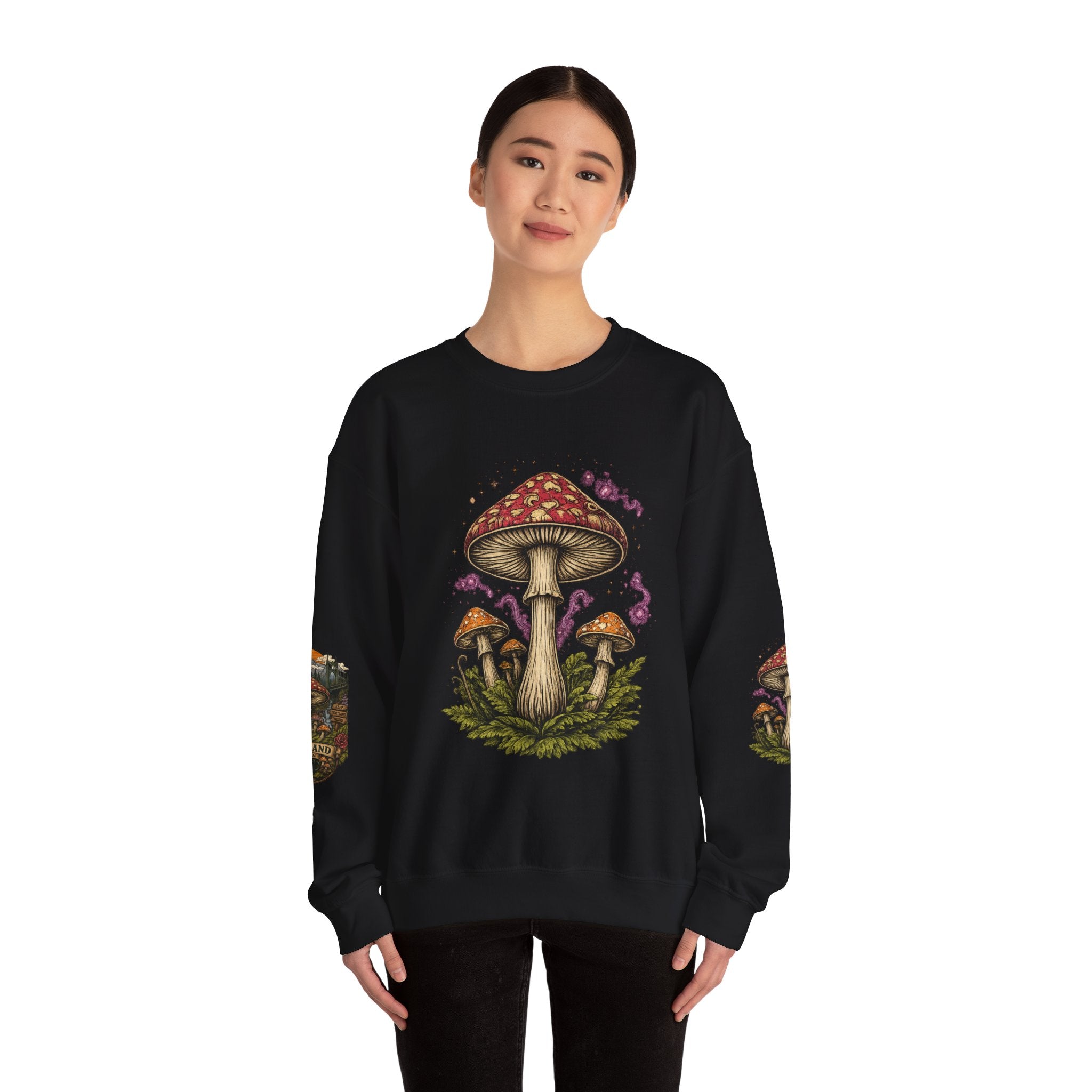 Mushroom Crewneck Sweatshirt — Portland Vintage Psychedelic Fungi Graphic