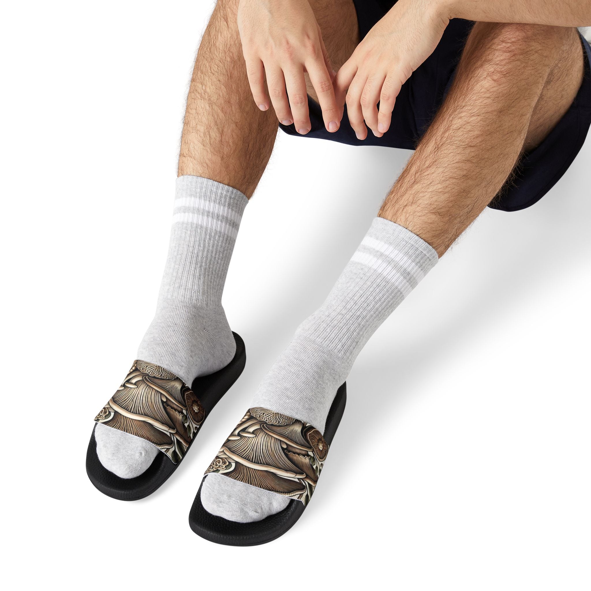 Mushroom Art Slide Sandals — Removable Strap Men's Slides