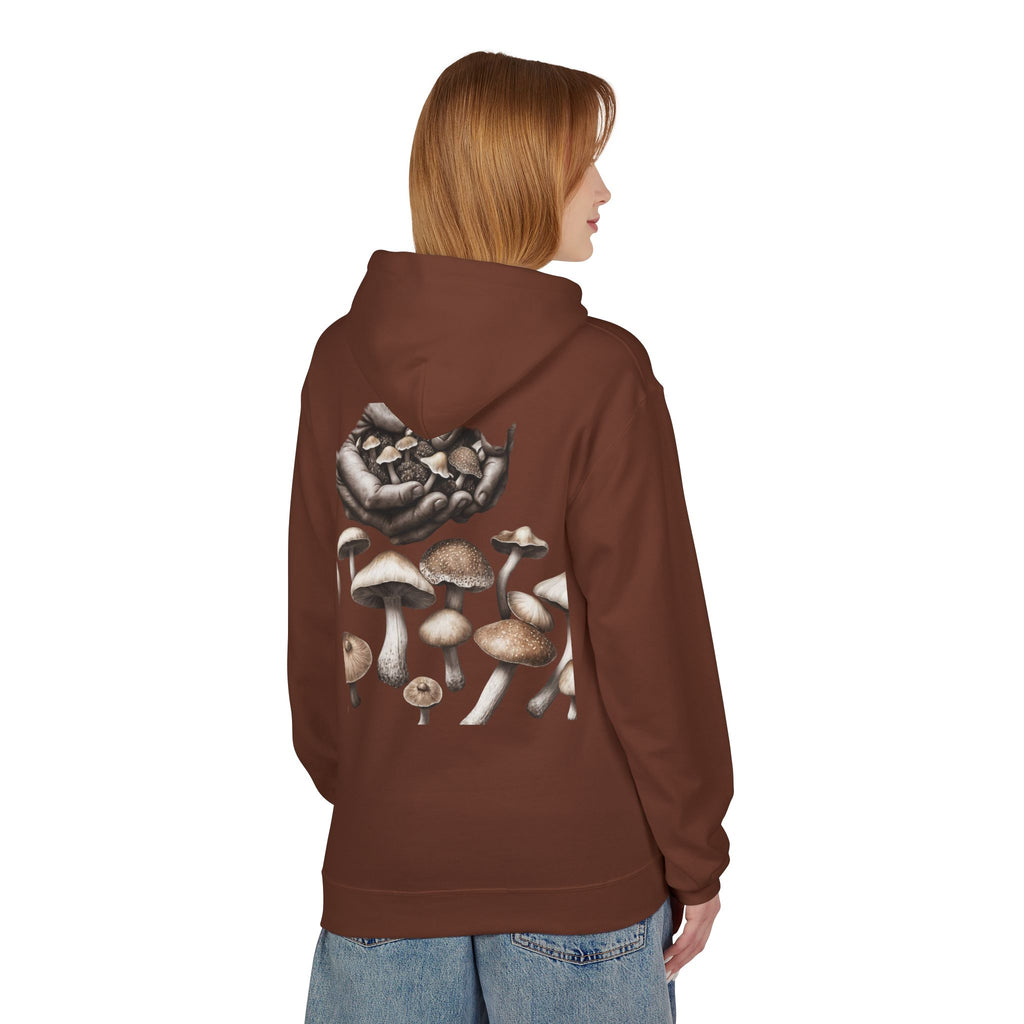 Mushroom Art Hoodie — Botanical Foraging Graphic Pullover