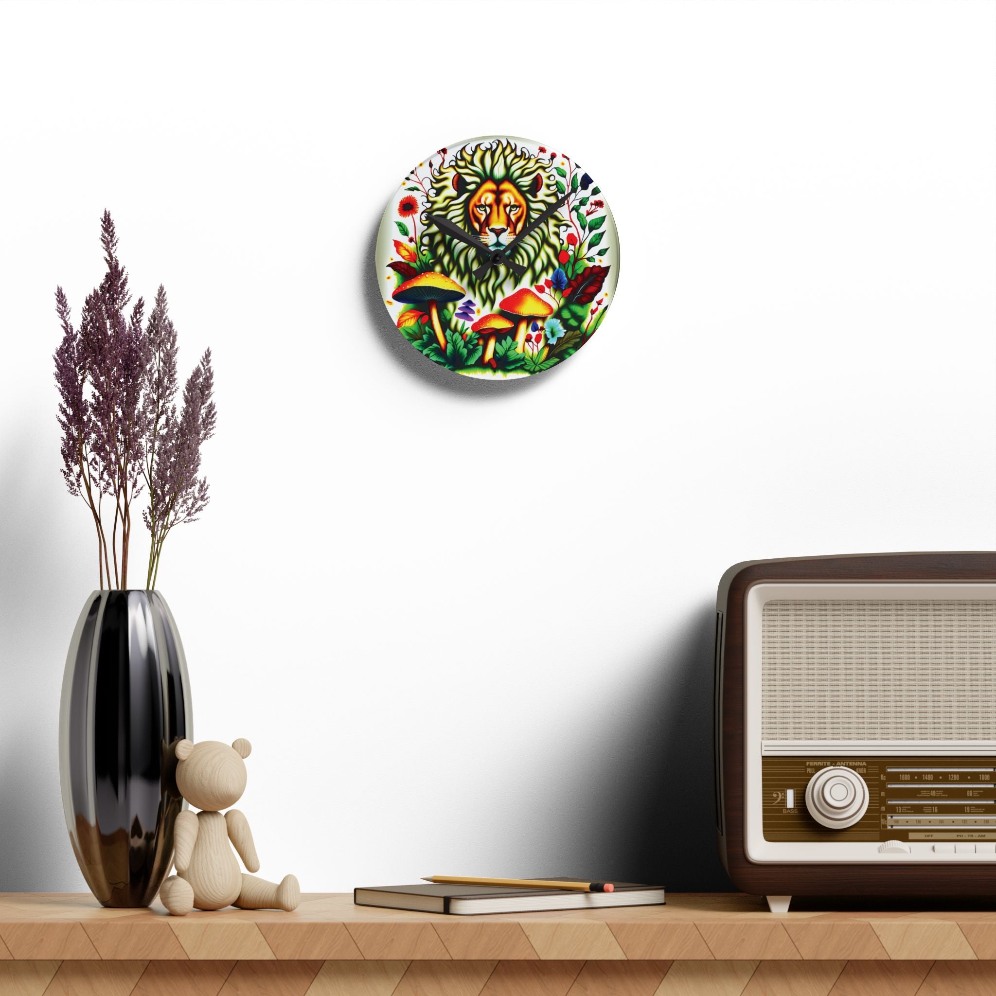 🦁🍄 Lion & Mushrooms Round Clock or Square Clock🦁🍄