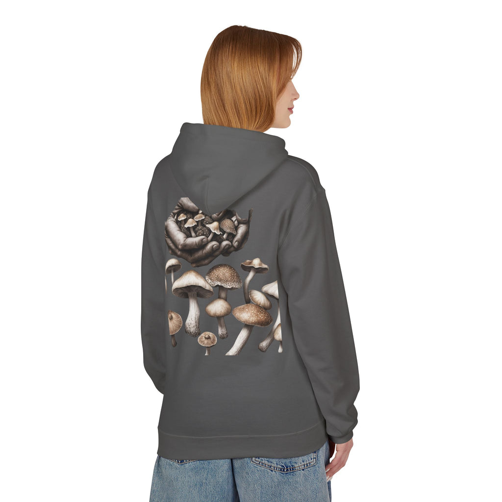 Mushroom Art Hoodie — Botanical Foraging Graphic Pullover