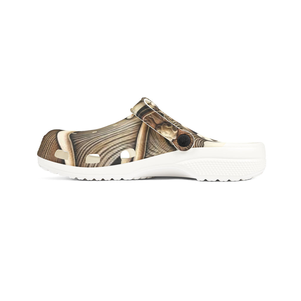 Mushroom Art EVA Clogs — Brown Psychedelic Fungi Clogs