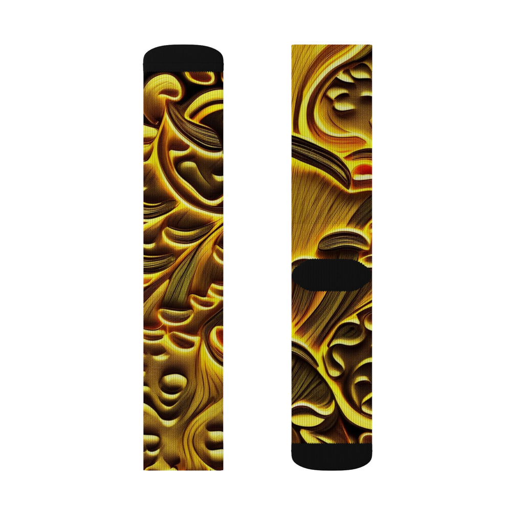 Socks: Gold Baroque Sublimation Socks — Ornate Vintage Pattern Crew Socks